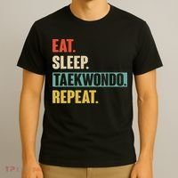 Eat Sleep Taekwondo Repeat Funny Retro Vintage Taekwondo T-Shirt thumb 3