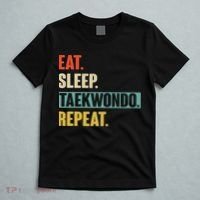 Eat Sleep Taekwondo Repeat Funny Retro Vintage Taekwondo T-Shirt thumb 5