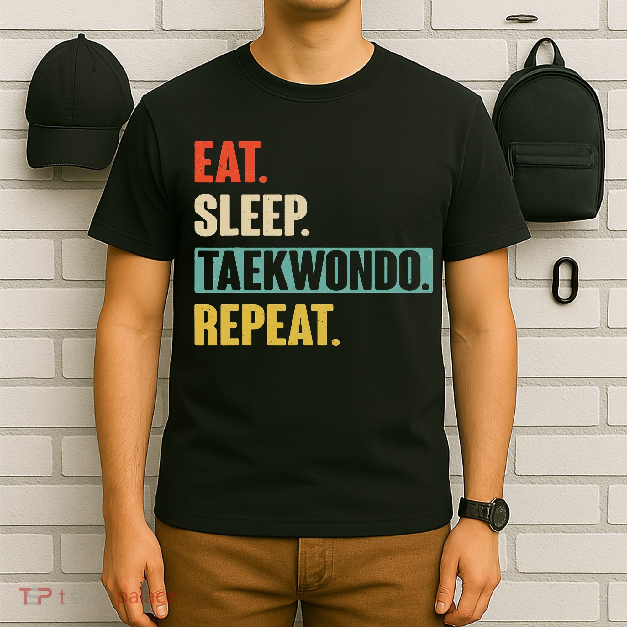 Eat Sleep Taekwondo Repeat Funny Retro Vintage Taekwondo T-Shirt