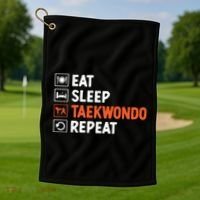 Eat Sleep Taekwondo Repeat Martial Arts Tkd Cool Gift Golf Towel thumb 1