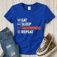 Eat Sleep Taekwondo Repeat Martial Arts Tkd Cool Gift Women's T-Shirt thumb 3