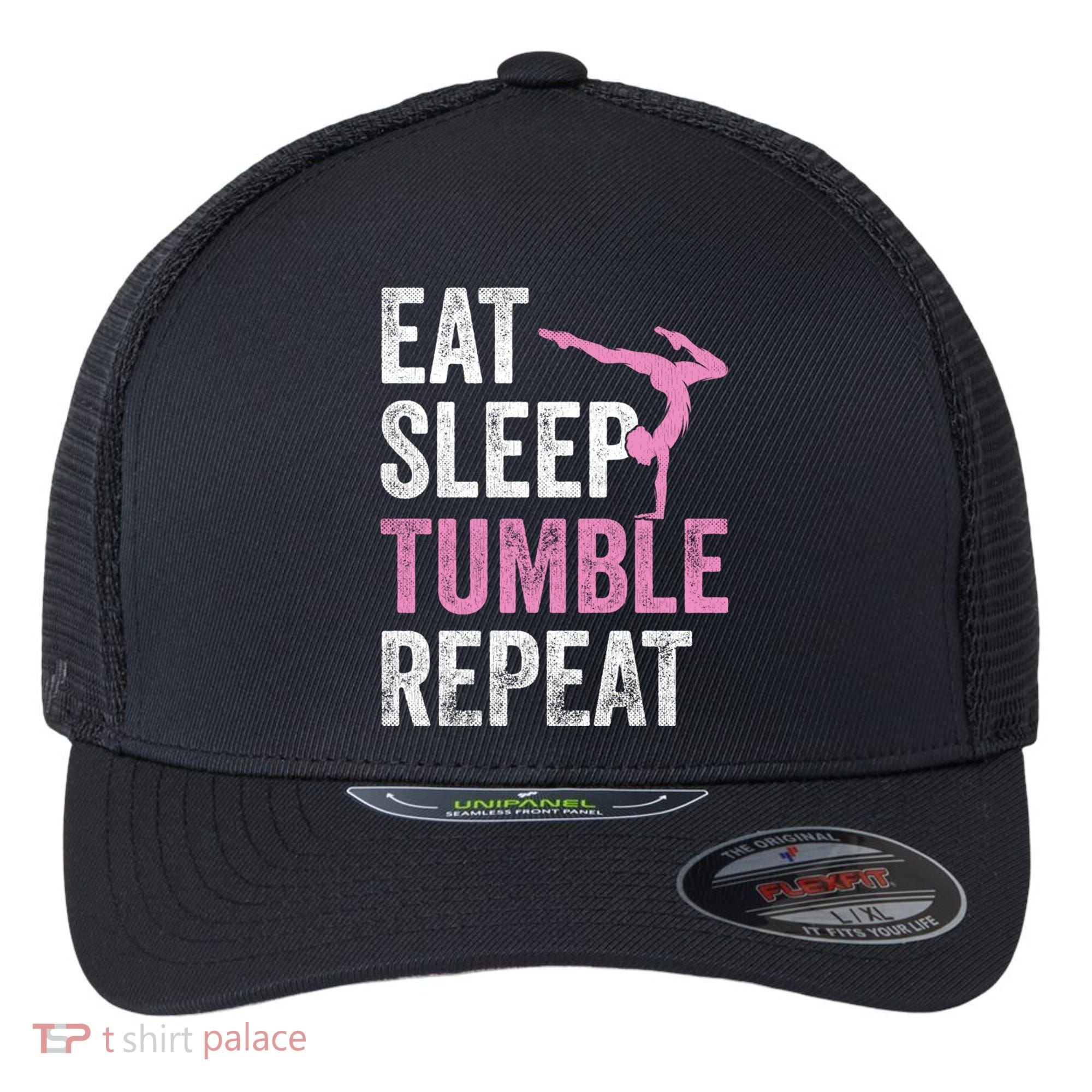 Eat Sleep Tumble Gymnast Outfit Funny Gymnastics Gift Flexfit Unipanel Trucker Cap