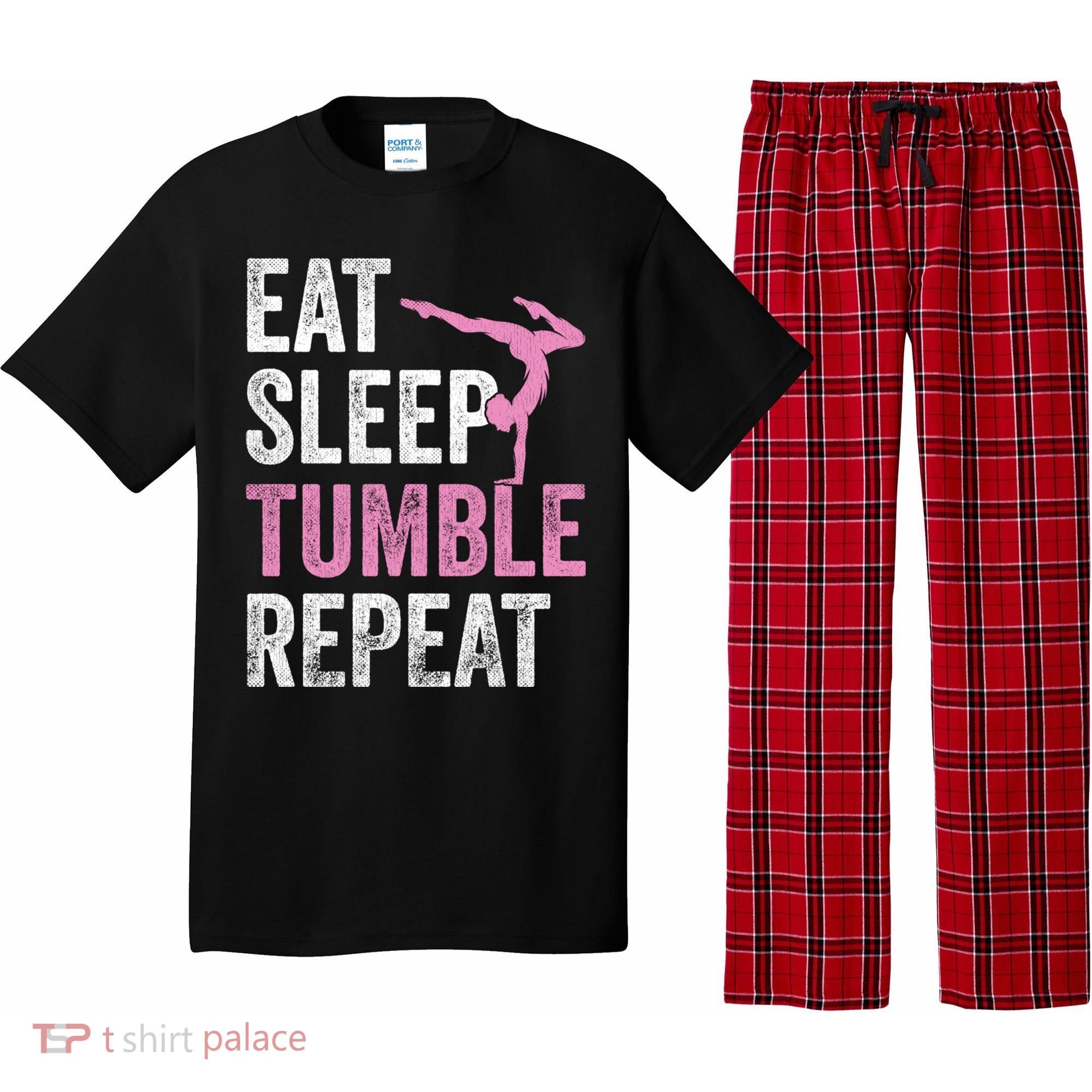 Eat Sleep Tumble Gymnast Outfit Funny Gymnastics Gift Pajama Set