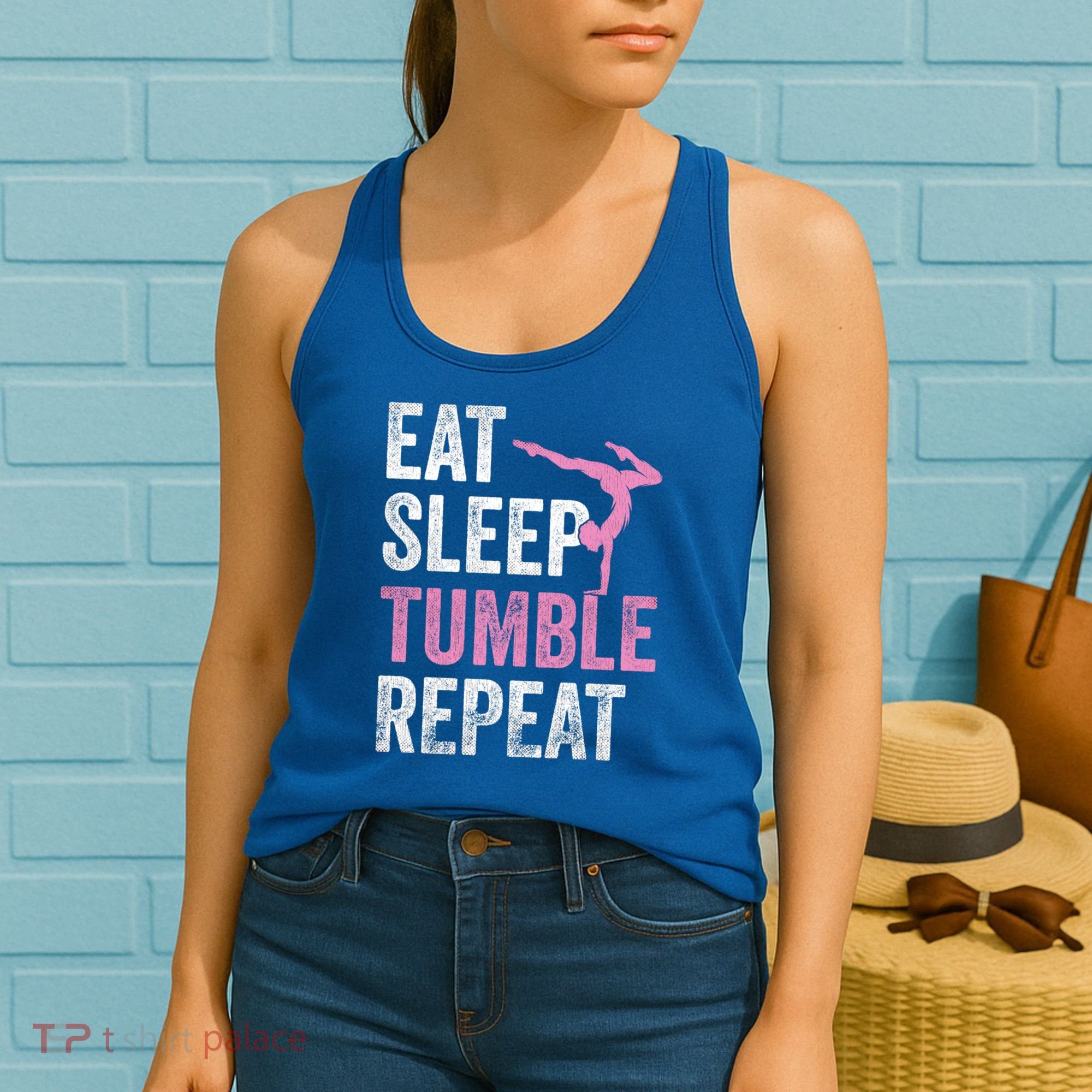 Eat Sleep Tumble Gymnast Outfit Funny Gymnastics Gift Women's Tank Top