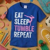 Eat Sleep Tumble Gymnast Outfit Funny Gymnastics Gift Kids T-Shirt thumb 3
