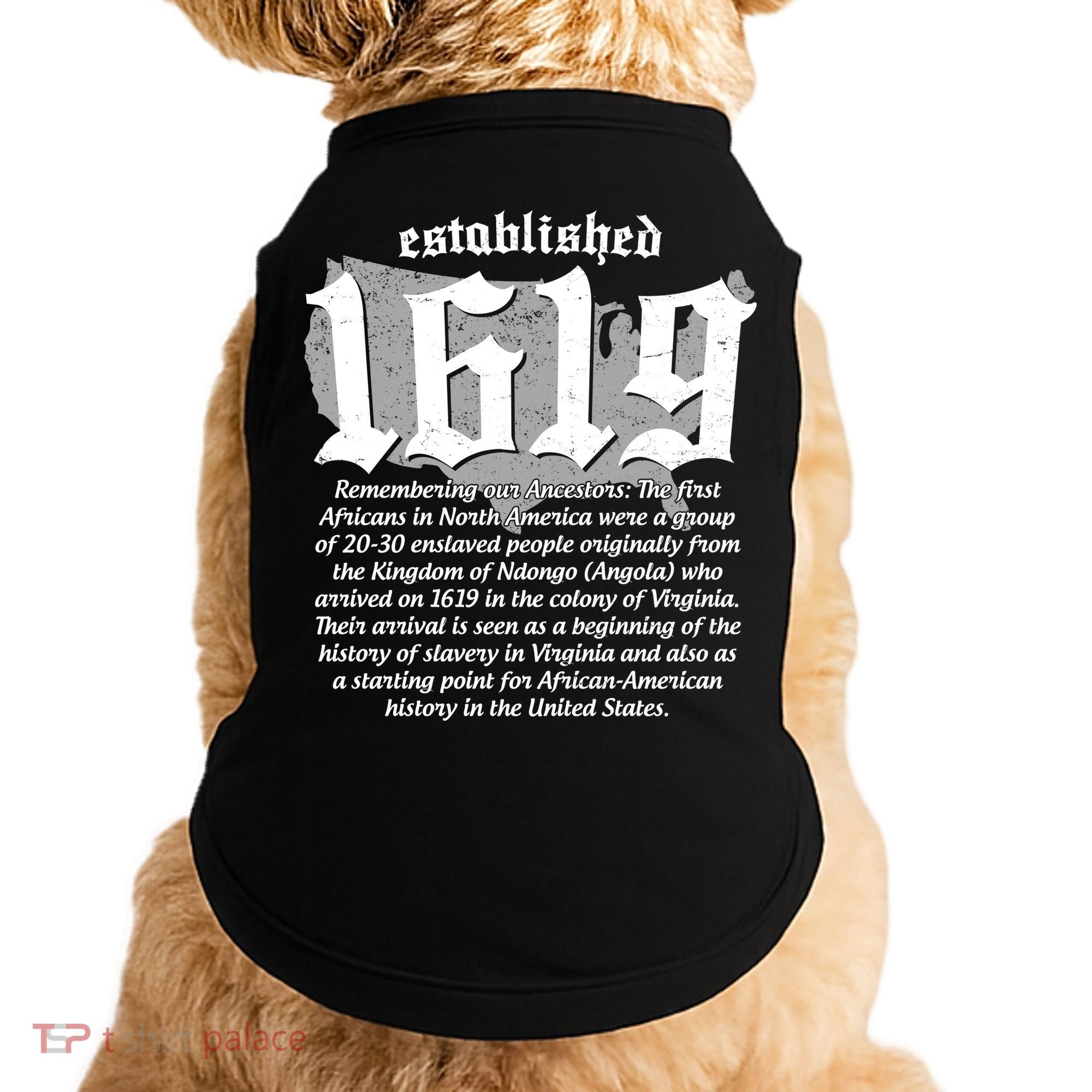 Established 1619 African American History US Map Doggie Tank