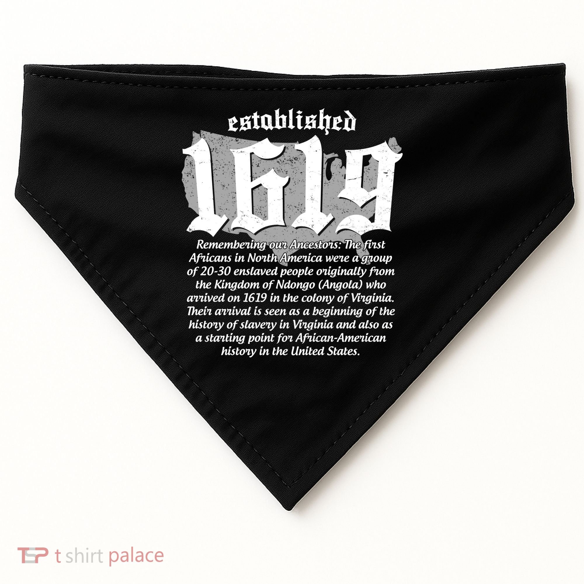 Established 1619 African American History US Map USA-Made Doggie Bandana