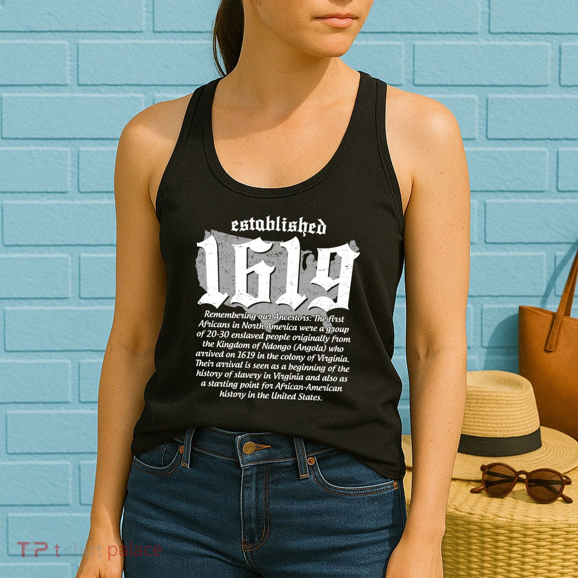 Established 1619 African American History US Map Women's Tank Top