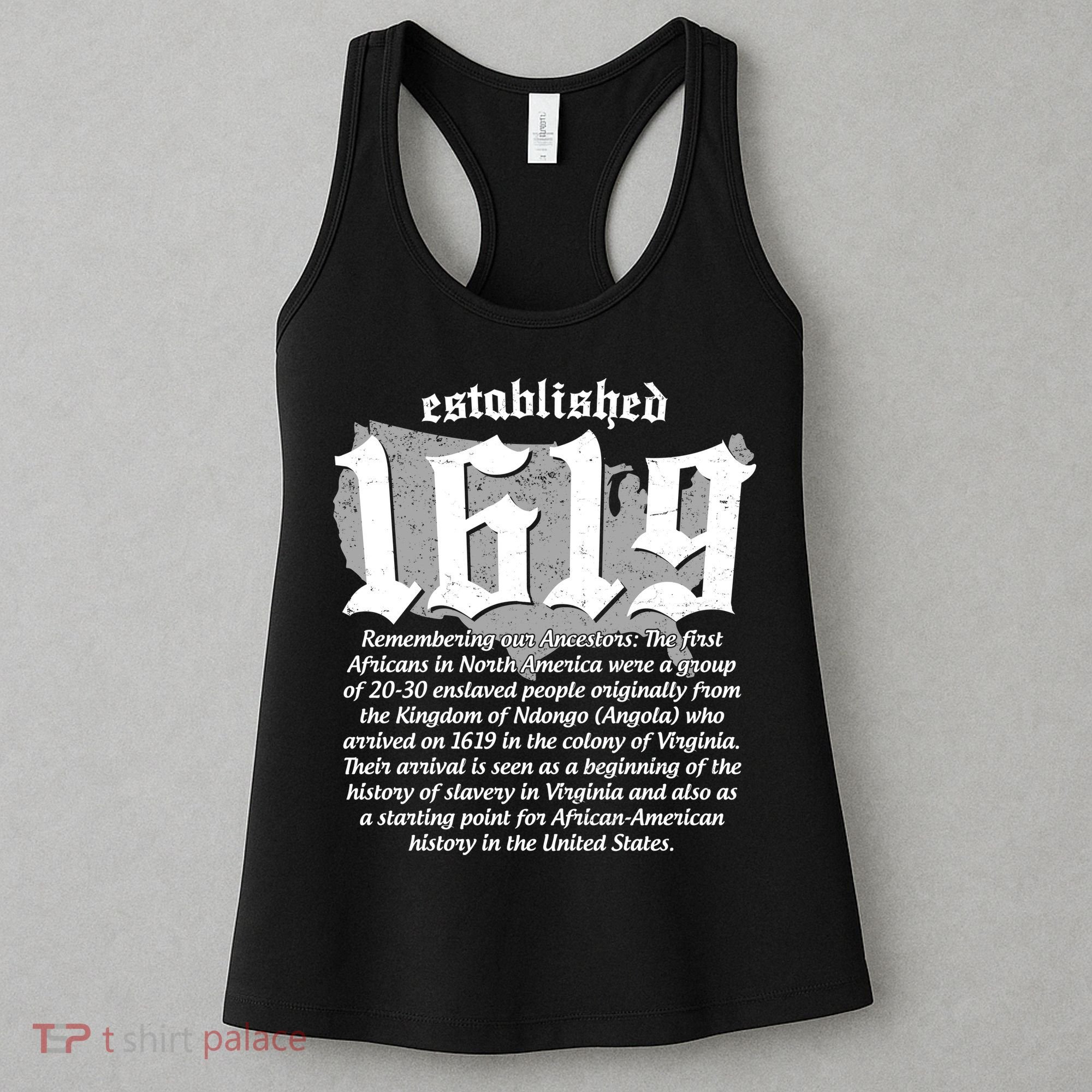 Established 1619 African American History US Map Women's Tank Top
