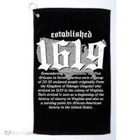 Established 1619 African American History US Map Golf Towel thumb 0