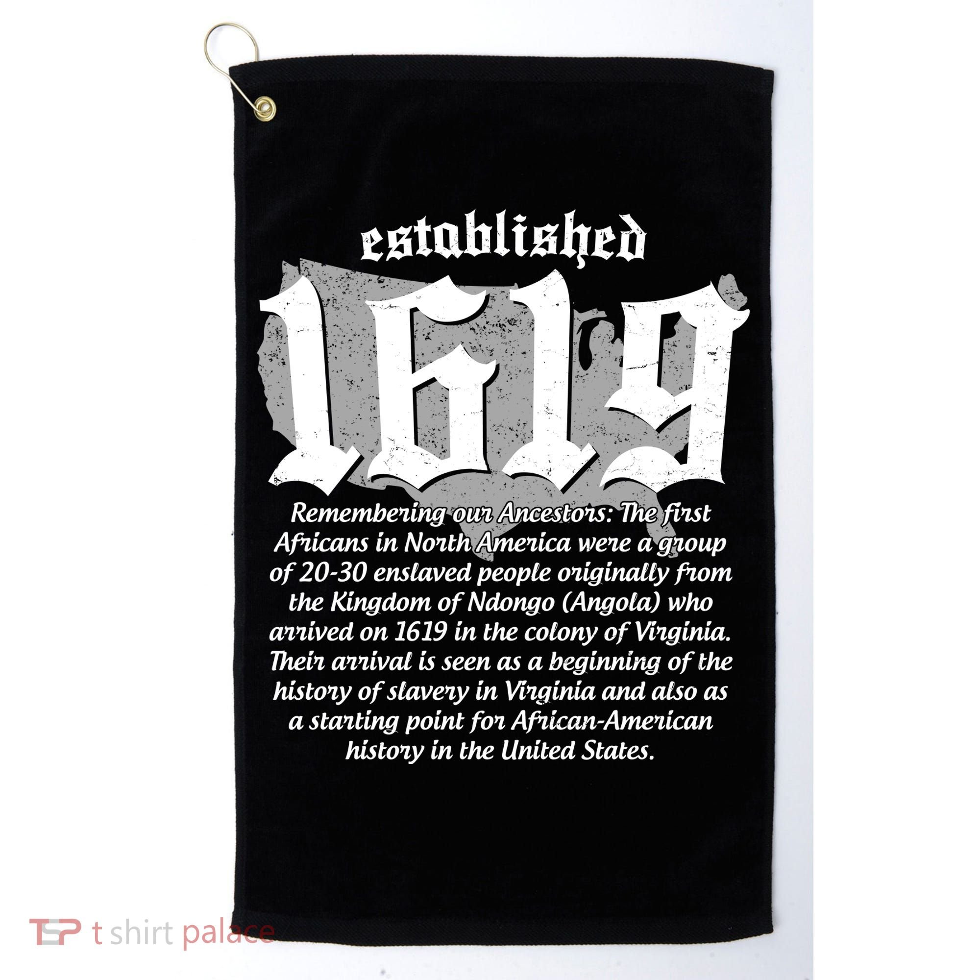Established 1619 African American History US Map Golf Towel