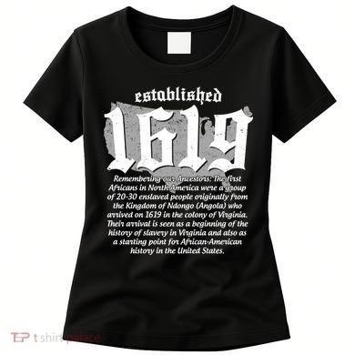 Established 1619 African American History US Map Women's T-Shirt