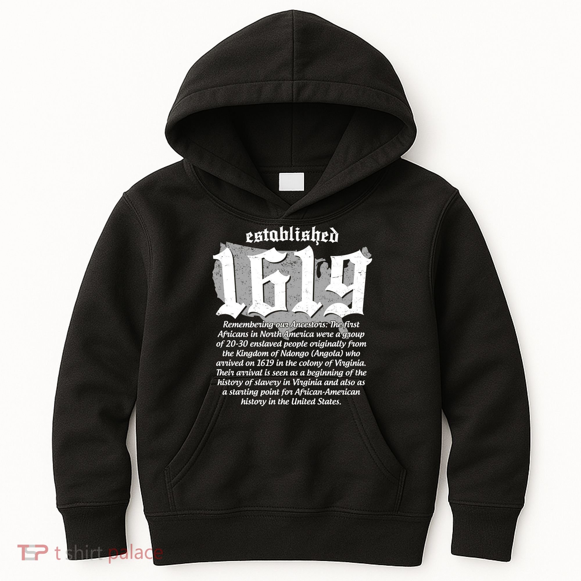 Established 1619 African American History US Map Kids Hoodie