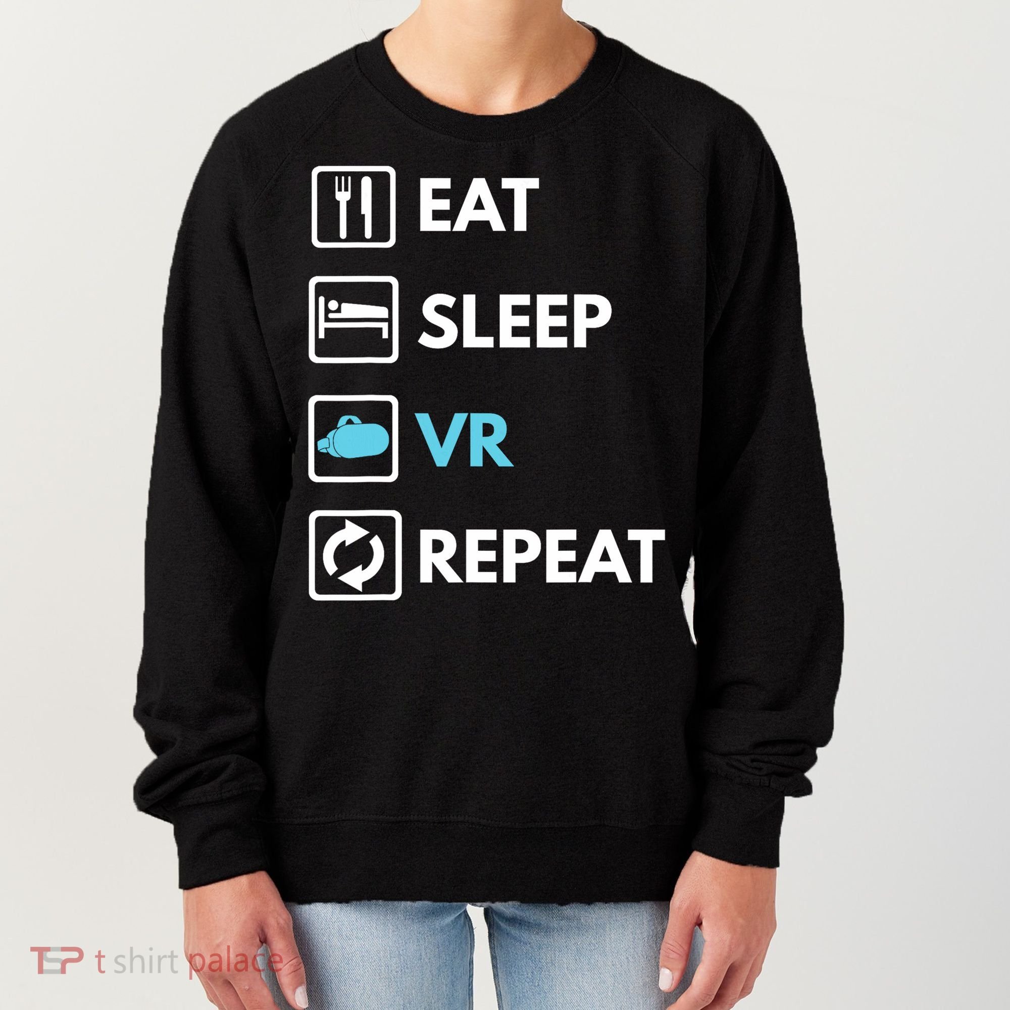 Eat Sleep Vr Repeat Funny Vr Gamer Boy Vr Athlete Women's Sweatshirt