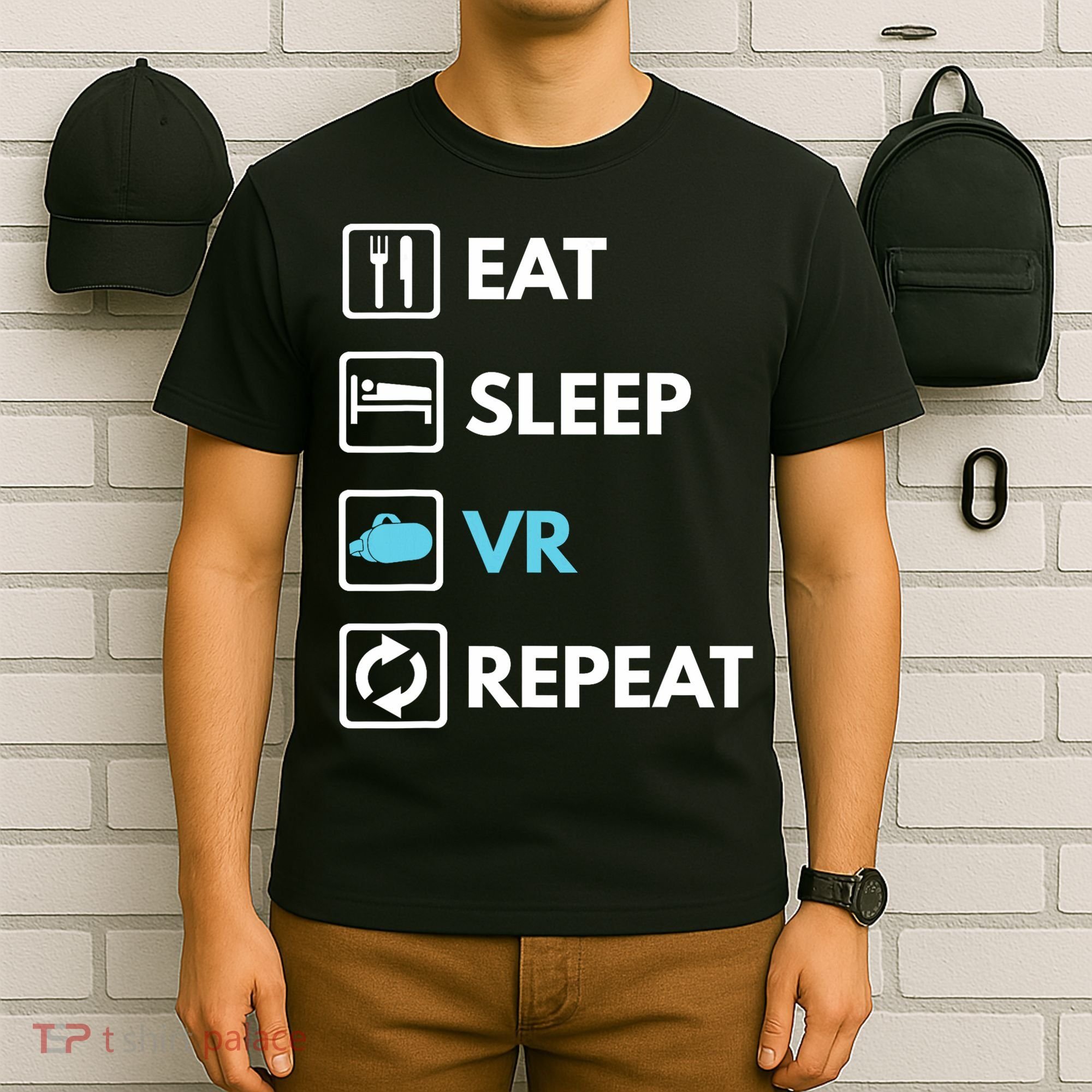Eat Sleep Vr Repeat Funny Vr Gamer Boy Vr Athlete T-Shirt