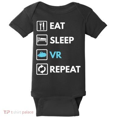 Eat Sleep Vr Repeat Funny Vr Gamer Boy Vr Athlete Baby Bodysuit