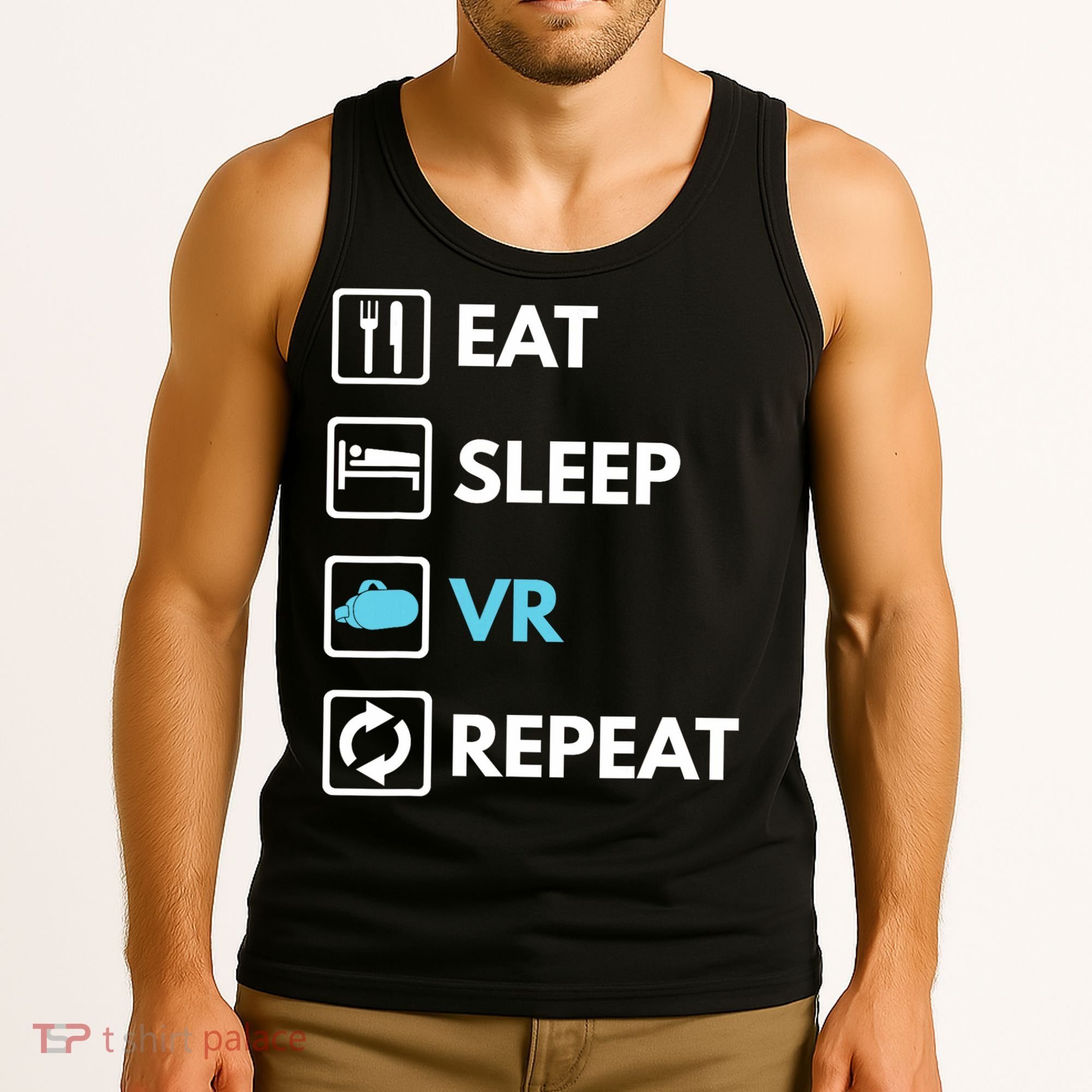 Eat Sleep Vr Repeat Funny Vr Gamer Boy Vr Athlete Tank Top