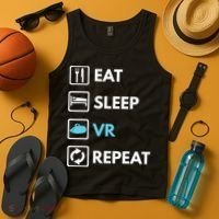 Eat Sleep Vr Repeat Funny Vr Gamer Boy Vr Athlete Tank Top thumb 4