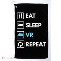 Eat Sleep Vr Repeat Funny Vr Gamer Boy Vr Athlete Golf Towel thumb 0