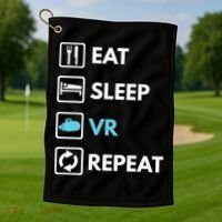 Eat Sleep Vr Repeat Funny Vr Gamer Boy Vr Athlete Golf Towel thumb 1