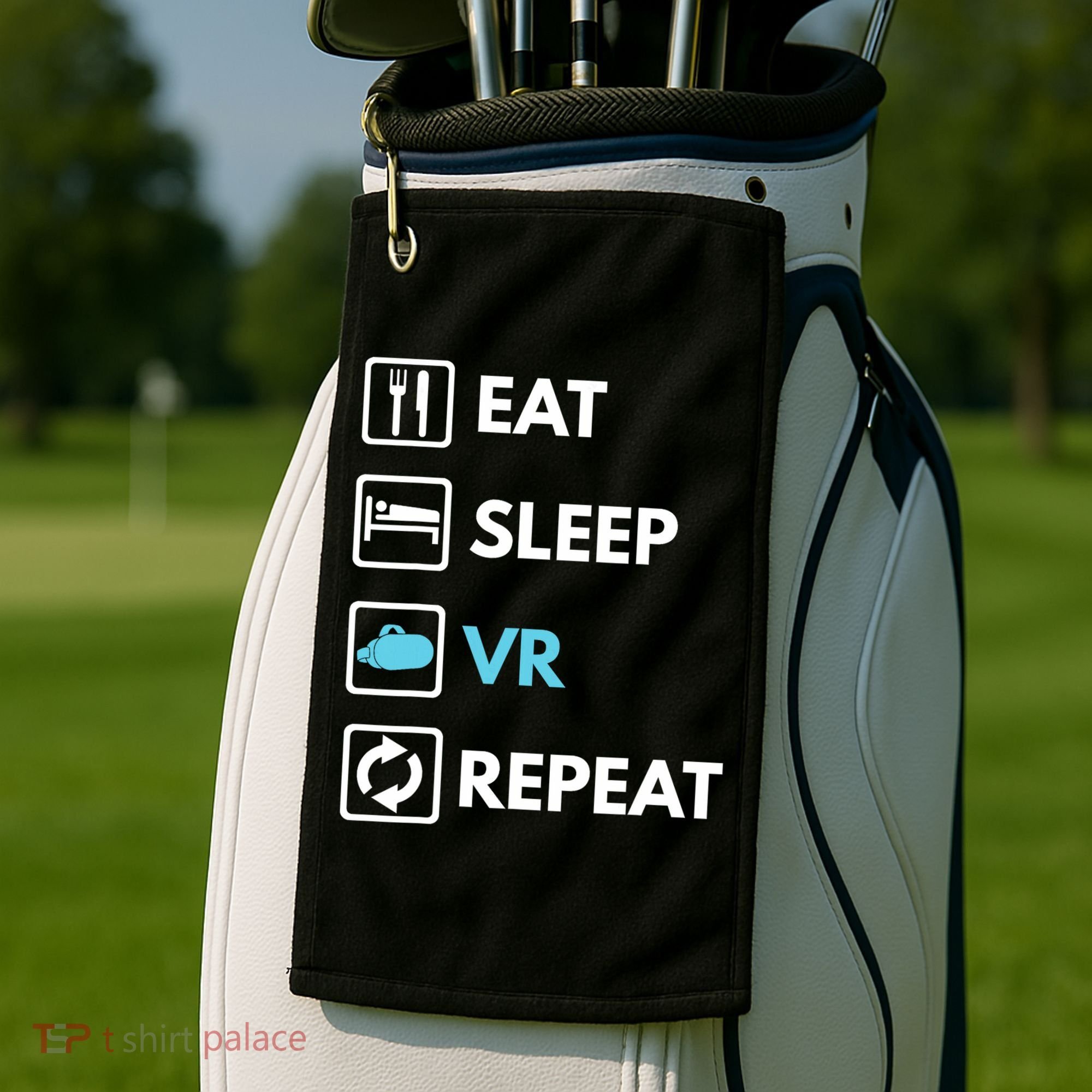 Eat Sleep Vr Repeat Funny Vr Gamer Boy Vr Athlete Golf Towel