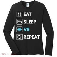 Eat Sleep Vr Repeat Funny Vr Gamer Boy Vr Athlete Women's Long Sleeve Shirt thumb 0