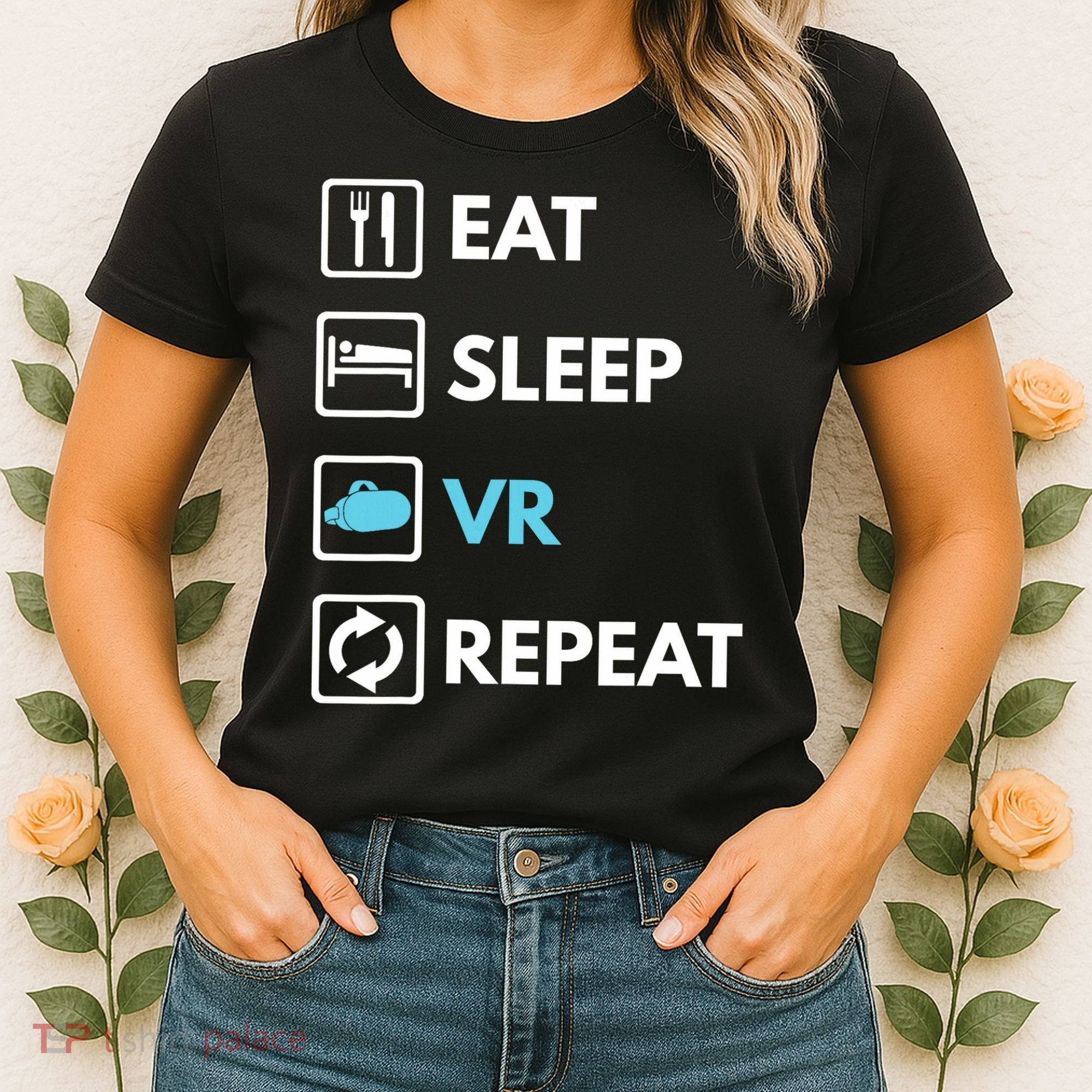 Eat Sleep Vr Repeat Funny Vr Gamer Boy Vr Athlete Women's T-Shirt