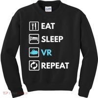 Eat Sleep Vr Repeat Funny Vr Gamer Boy Vr Athlete Kids Sweatshirt thumb 0