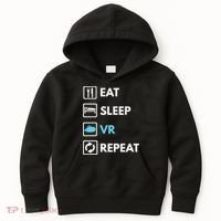 Eat Sleep Vr Repeat Funny Vr Gamer Boy Vr Athlete Kids Hoodie thumb 0