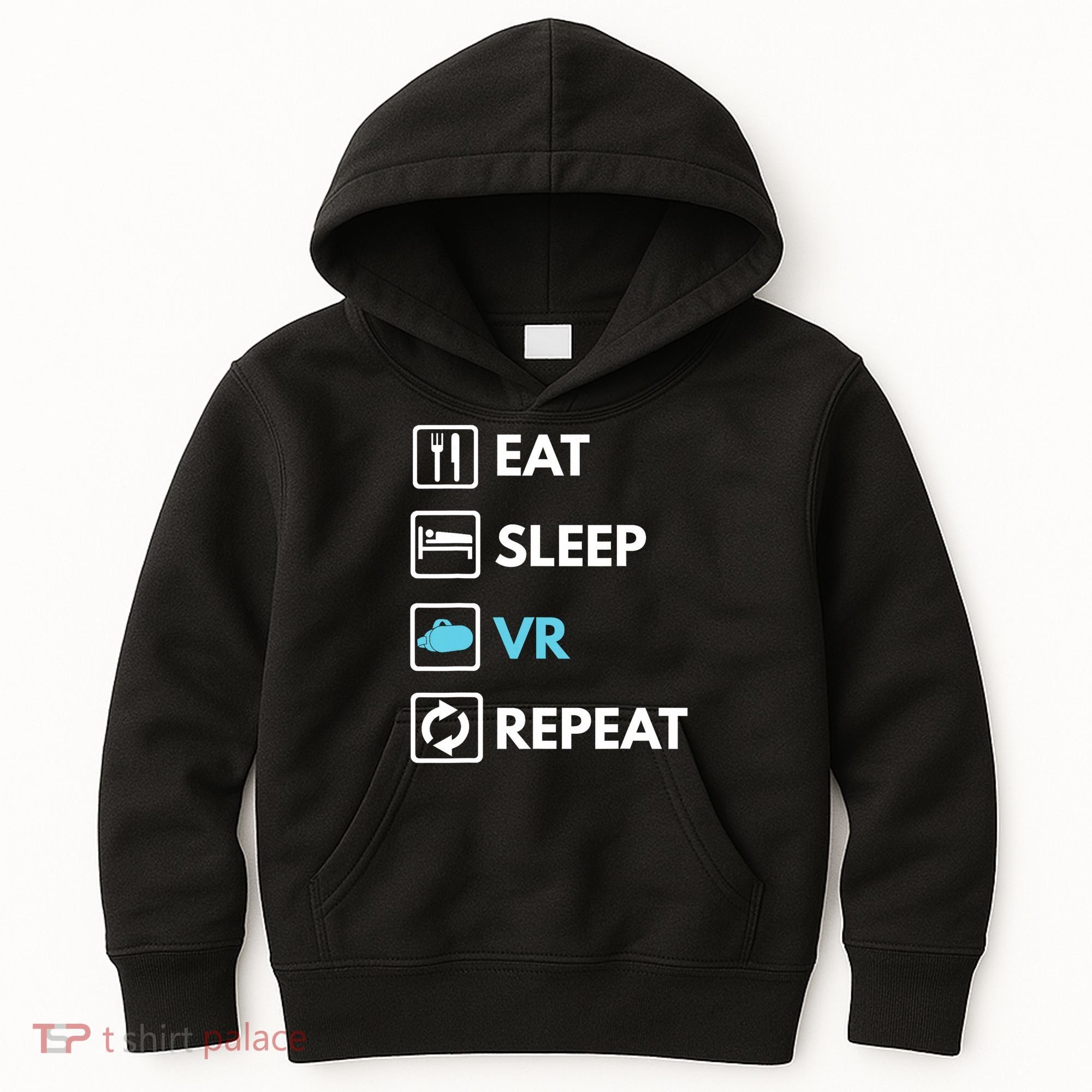 Eat Sleep Vr Repeat Funny Vr Gamer Boy Vr Athlete Kids Hoodie
