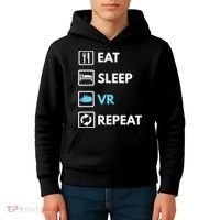 Eat Sleep Vr Repeat Funny Vr Gamer Boy Vr Athlete Kids Hoodie thumb 4