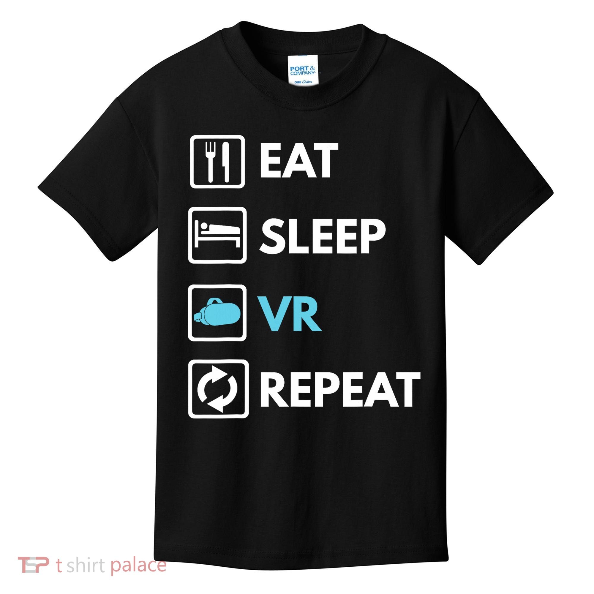 Eat Sleep Vr Repeat Funny Vr Gamer Boy Vr Athlete Kids T-Shirt