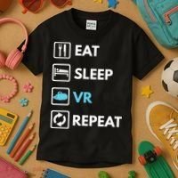 Eat Sleep Vr Repeat Funny Vr Gamer Boy Vr Athlete Kids T-Shirt thumb 3
