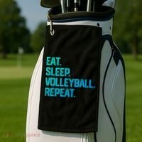 Eat Sleep Volleyball Repeat Team Coach Matching Cool Gift Golf Towel thumb 2