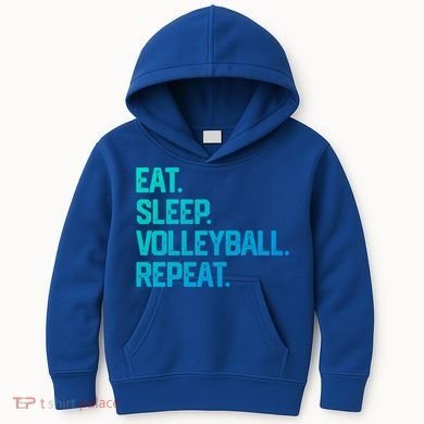 Eat Sleep Volleyball Repeat Team Coach Matching Cool Gift Kids Hoodie