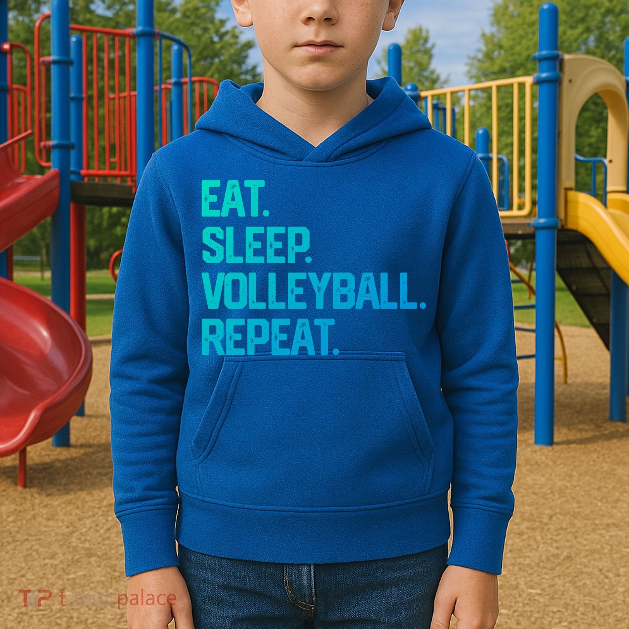 Eat Sleep Volleyball Repeat Team Coach Matching Cool Gift Kids Hoodie