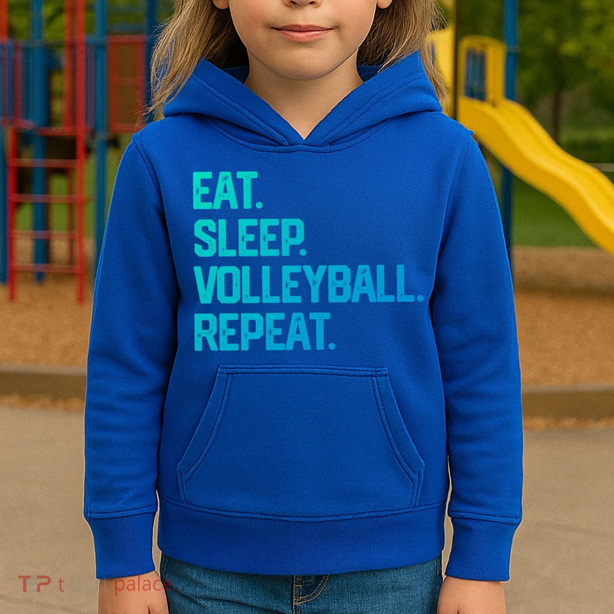 Eat Sleep Volleyball Repeat Team Coach Matching Cool Gift Kids Hoodie