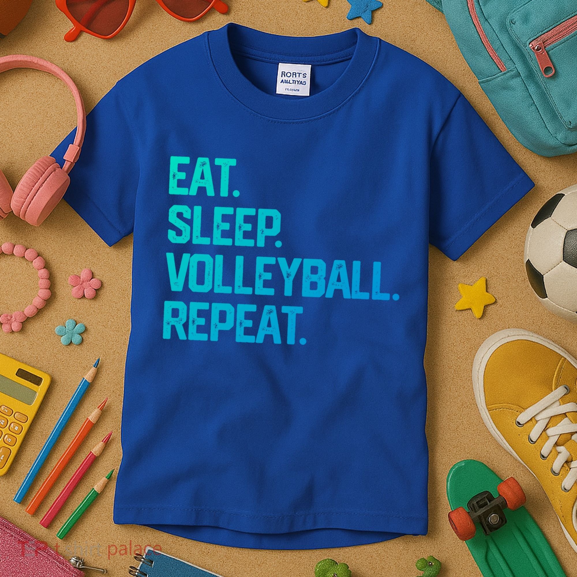 Eat Sleep Volleyball Repeat Team Coach Matching Cool Gift Kids T-Shirt