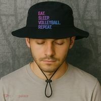 Eat Sleep Volleyball Repeat Team Coach Matching Cool Gift Bucket Hat thumb 2