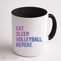 Eat Sleep Volleyball Repeat Team Coach Matching Cool Gift Coffee Mug thumb 1