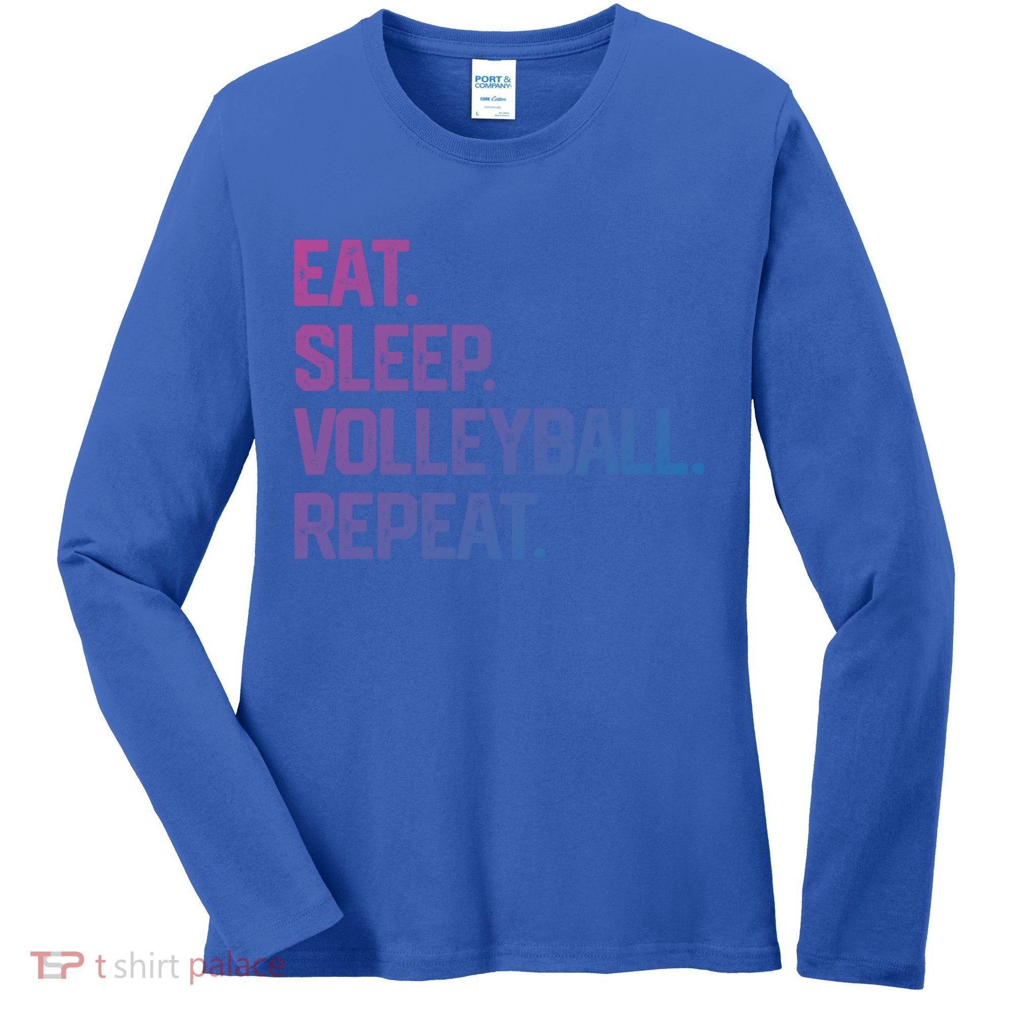Eat Sleep Volleyball Repeat Team Coach Matching Cool Gift Women's Long Sleeve Shirt