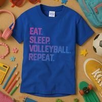 Eat Sleep Volleyball Repeat Team Coach Matching Cool Gift Kids T-Shirt thumb 3