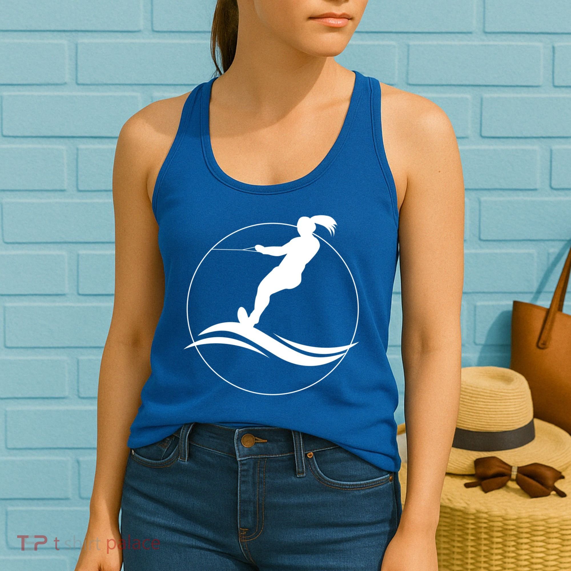 Eat Sleep Water Ski Waterski Waterskiing Skiing Waves Boat Great Gift Women's Tank Top