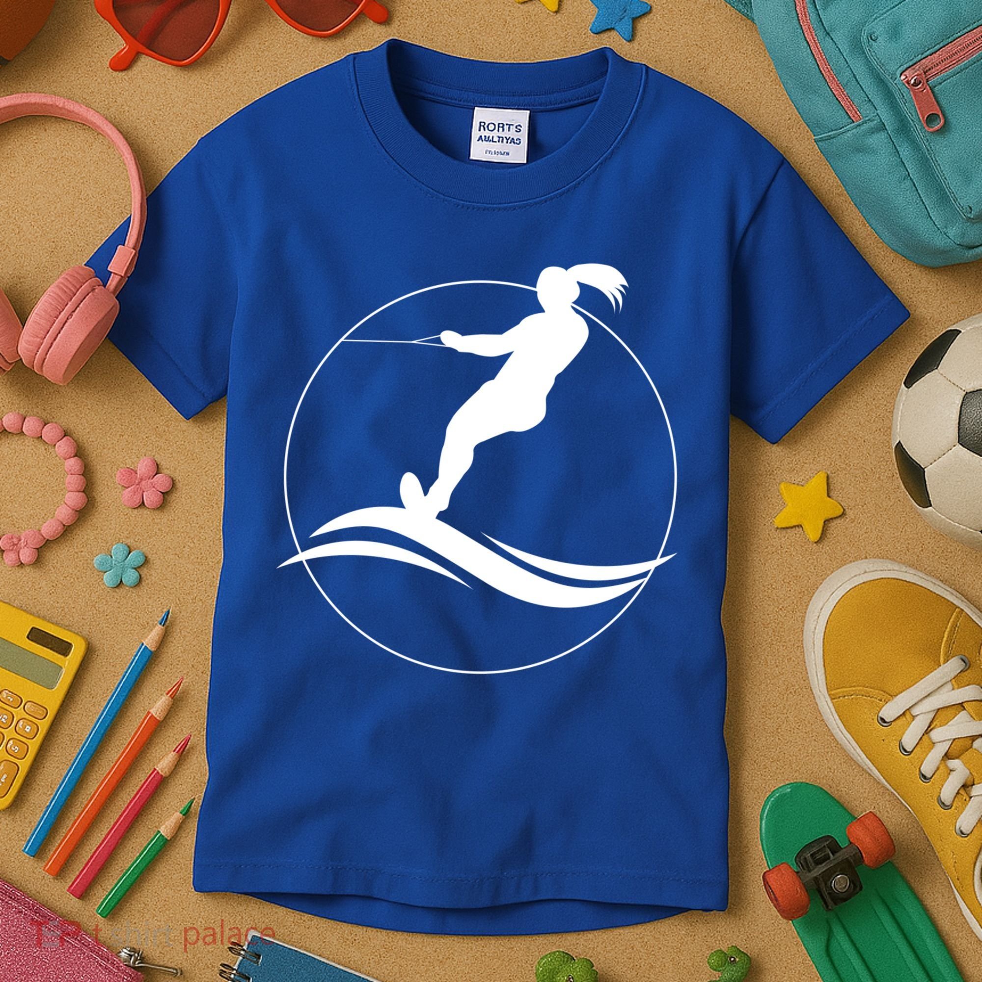 Eat Sleep Water Ski Waterski Waterskiing Skiing Waves Boat Great Gift Kids T-Shirt