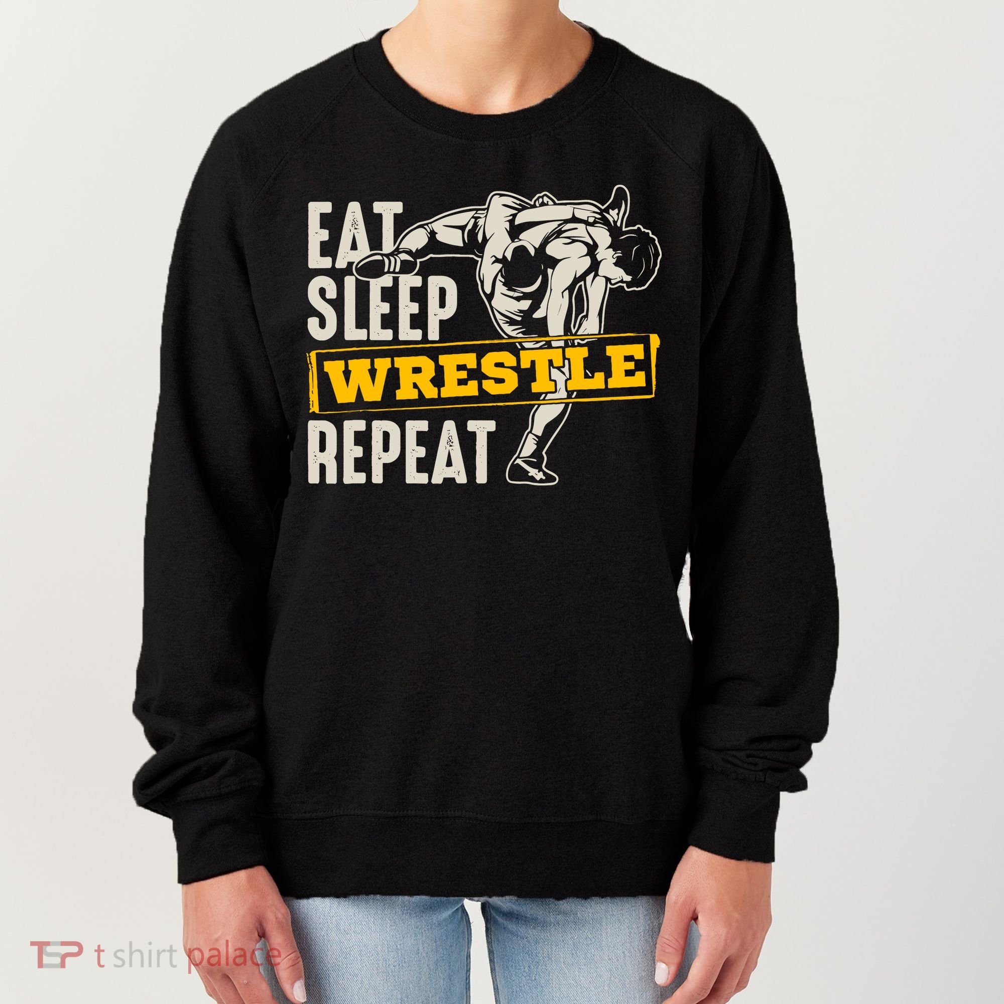Eat Sleep Wrestle Repeat Funny Wrestling Gift Women's Sweatshirt