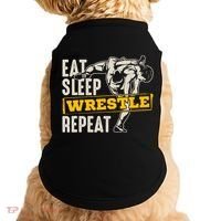 Eat Sleep Wrestle Repeat Funny Wrestling Gift Doggie Tank thumb 0