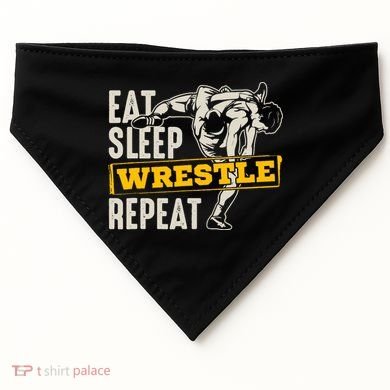 Eat Sleep Wrestle Repeat Funny Wrestling Gift USA-Made Doggie Bandana