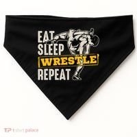 Eat Sleep Wrestle Repeat Funny Wrestling Gift USA-Made Doggie Bandana thumb 0