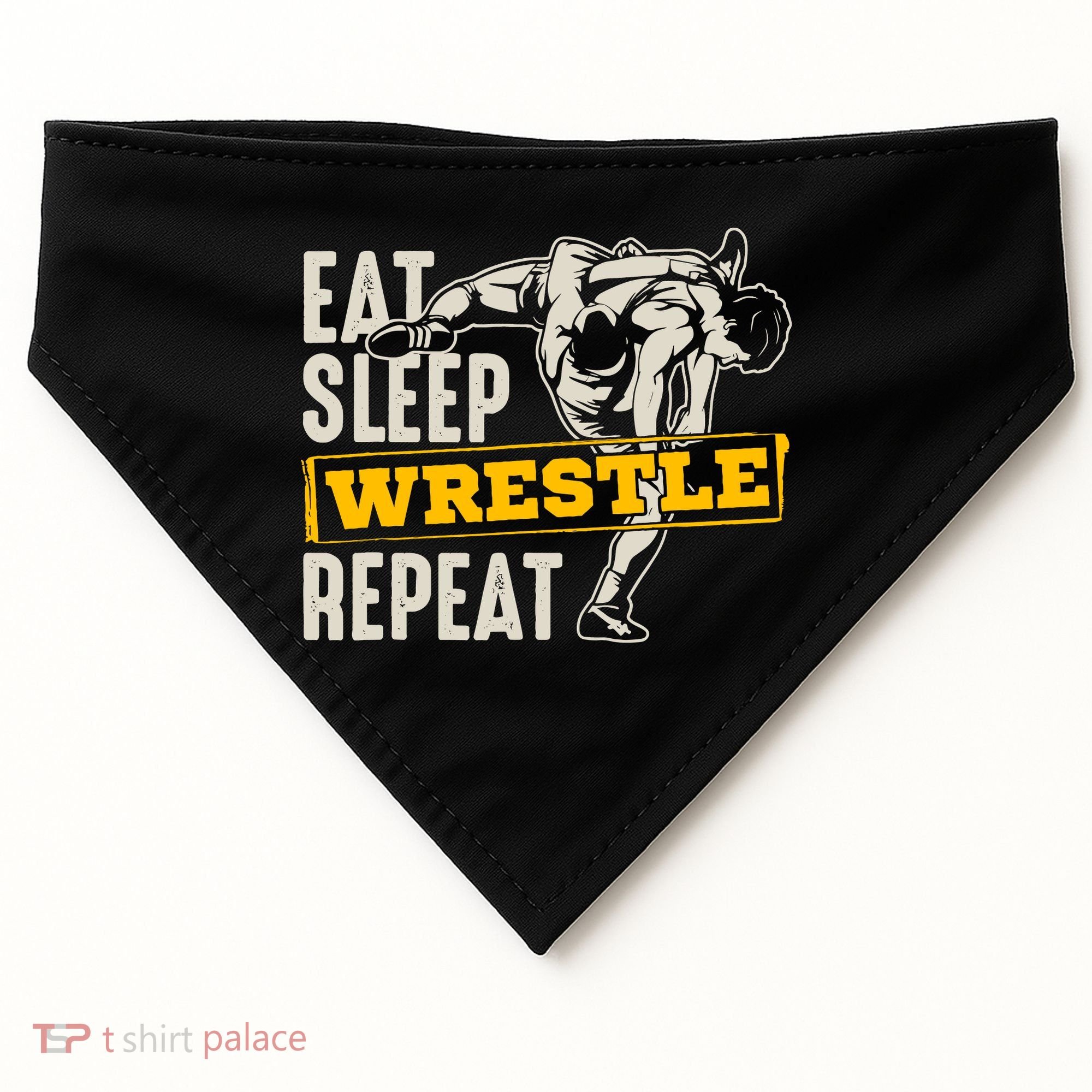 Eat Sleep Wrestle Repeat Funny Wrestling Gift USA-Made Doggie Bandana