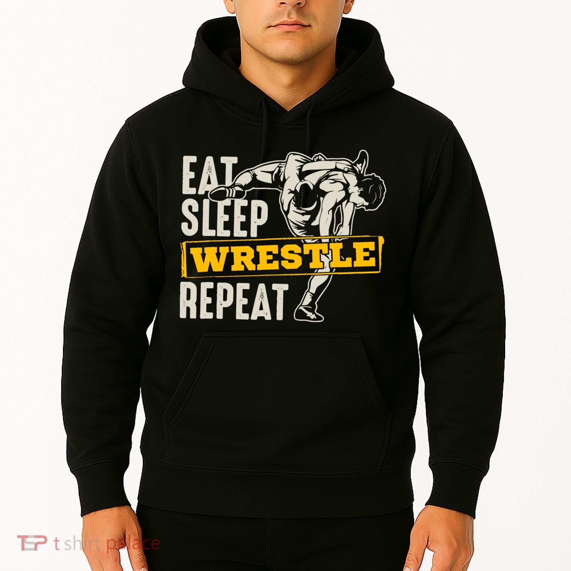 Eat Sleep Wrestle Repeat Funny Wrestling Gift Hoodie